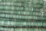 ROND274 15 inches 1.5*6mm heishi green aventurine beads