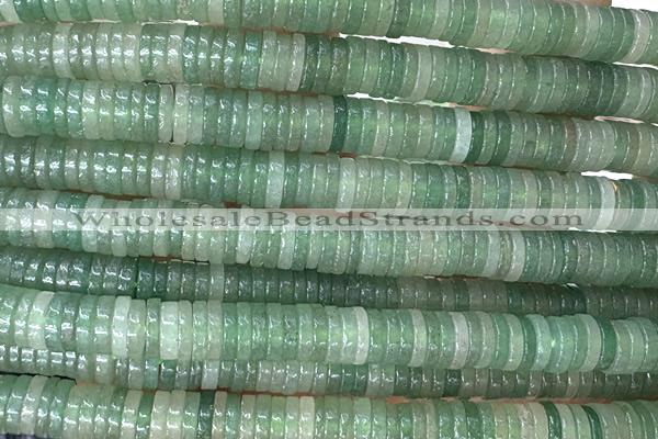 ROND274 15 inches 1.5*6mm heishi green aventurine beads
