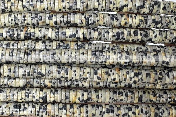 ROND276 15 inches 1.5*6mm heishi sesame jasper beads