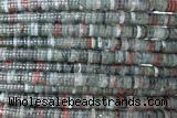 ROND277 15 inches 1.5*6mm heishi blood jasper beads