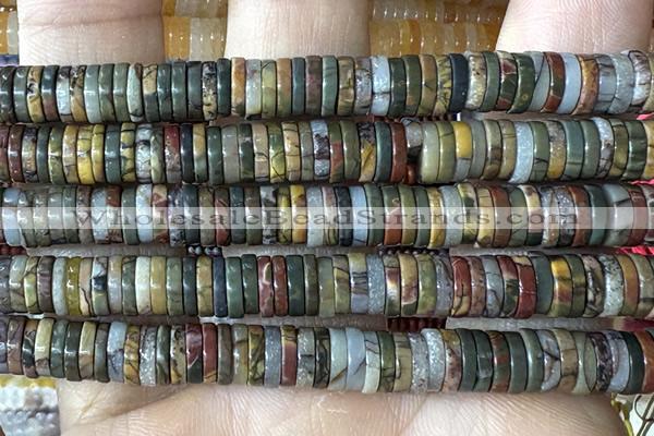 ROND280 15 inches 1.5*6mm heishi picasso picture jasper beads