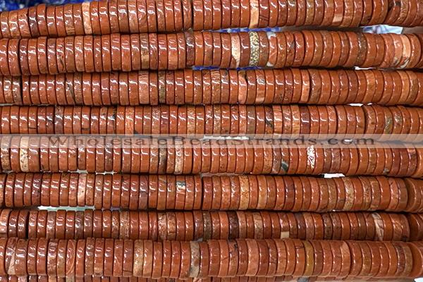 ROND284 15 inches 1.5*6mm heishi red jasper beads