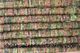 ROND296 15 inches 2*8mm heishi unakite gemstone beads