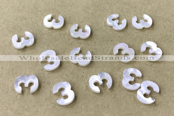 Shel04 8*10mm Natural White Shell Number Pendant