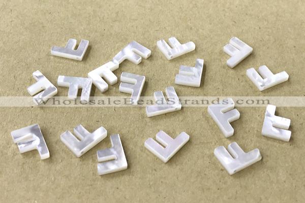 Shel20 8*10mm Natural White Shell Alphabet Letter Pendant