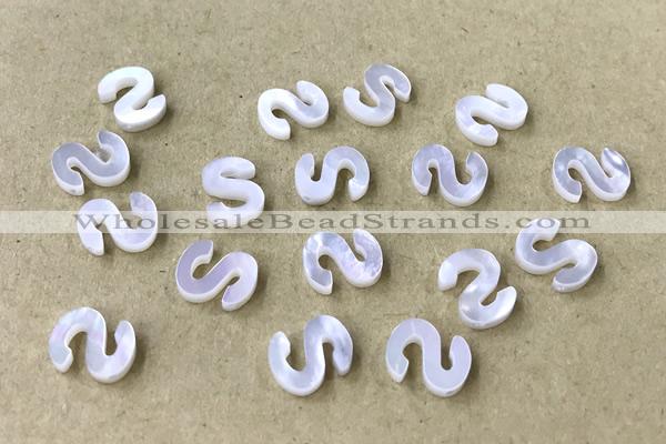 Shel33 8*10mm Natural White Shell Alphabet Letter Pendant
