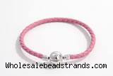 Silv01 18cm leather cord bracelet & 9mm 925 sterling silver