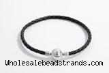 Silv03 18cm leather cord bracelet & 9mm 925 sterling silver