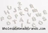 Silv06 2.3*9mm ~ 7*10mm 925 sterling silver letter pendant pave zirconia