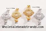 Silv112 17.7*35mm – 21*38mm Cubic Zirconia Micro Pave 925 Sterling Silver Clasp Plated