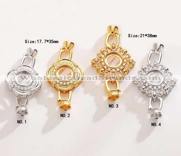 Silv112 17.7*35mm – 21*38mm Cubic Zirconia Micro Pave 925 Sterling Silver Clasp Plated