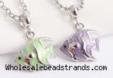 Silv138 14*21mm 925 Sterling Silver Fish Pendant Enamel Plated