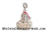 Silv154 14*25.5mm 925 Sterling Silver Santa Claus Pendant Enamel Plated