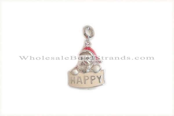 Silv154 14*25.5mm 925 Sterling Silver Santa Claus Pendant Enamel Plated