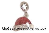 Silv156 11.5*17.5mm 925 Sterling Silver Santa Hat Pendant Enamel Plated