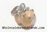 Silv162 12.5*18.5mm 925 Sterling Silver Pig Pendant Enamel Plated