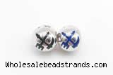 Silv172 10.6*11.8mm 925 Sterling Silver Beads Enamel Plated