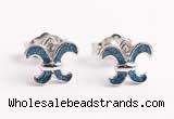 Silv200 7.2*8.1mm 925 Sterling Silver Stud Earrings Enamel Plated