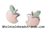 Silv205 6*8mm 925 Sterling Silver Stud Earrings Enamel Plated