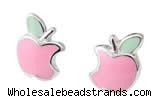 Silv206 6*8mm 925 Sterling Silver Stud Earrings Enamel Plated