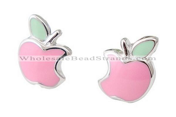 Silv206 6*8mm 925 Sterling Silver Stud Earrings Enamel Plated