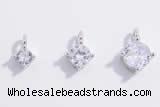 Silv77 4*6.3mm ~ 6.3*8.5mm Cubic Zirconia Micro Pave 925 Sterling Silver Pendant