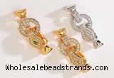 Silv81 8.2*22.6mm Cubic Zirconia Micro Pave 925 Sterling Silver Clasp Plated