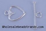 SSC28 5pcs 11*14mm heart 925 sterling silver toggle clasps