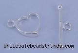 SSC30 5pcs 10*13.5mm heart 925 sterling silver toggle clasps