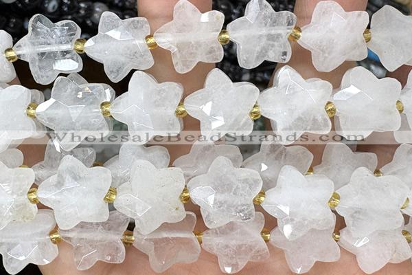 STAR41 15 inches 14mm faceted star white jade gemstone beads