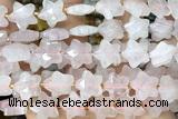 STAR44 15 inches 14mm faceted star rose quartz beads