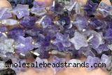 STAR59 15 inches 14mm faceted star amethyst gemstone beads