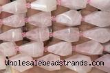 TEAR42 15 inches 10*20mm - 13*23mm faceted freeform teardrop rose quartz beads