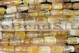 TUBE114 15 inches 6*11mm - 8*14mm faceted tube yellow quartz beads