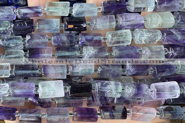 TUBE116 15 inches 6*11mm - 8*14mm faceted tube fluorite beads
