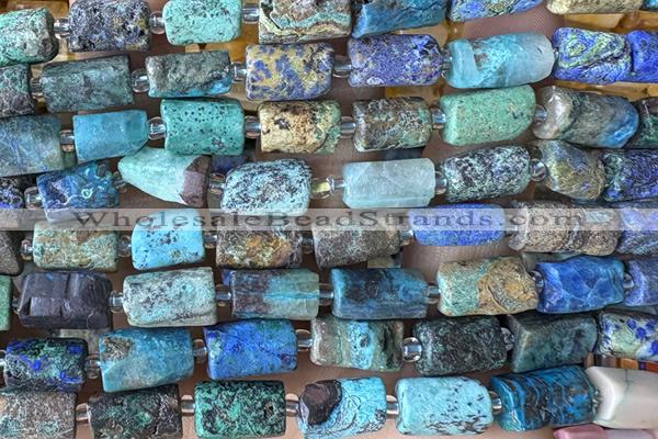 TUBE120 15 inches 6*11mm - 8*14mm faceted tube chrysocolla beads