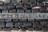 TUBE122 15 inches 6*11mm - 8*14mm faceted tube black tourmaline beads